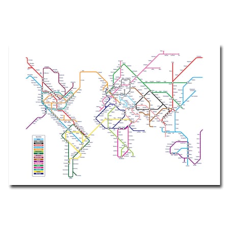 Trademark Fine Art Michael Tompsett 'World Map - Subway' Canvas Art, 18x24 MT0149-C1824GG